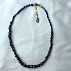 Stauer blue lapis lazuli with gold accent beads necklace